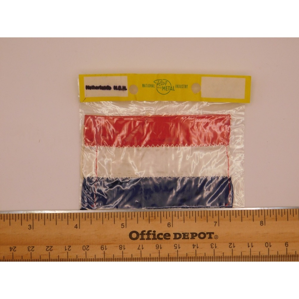 Vintage 1970s Netherlands Merchant Ensign Mini-Flag W/original Twine Halyard